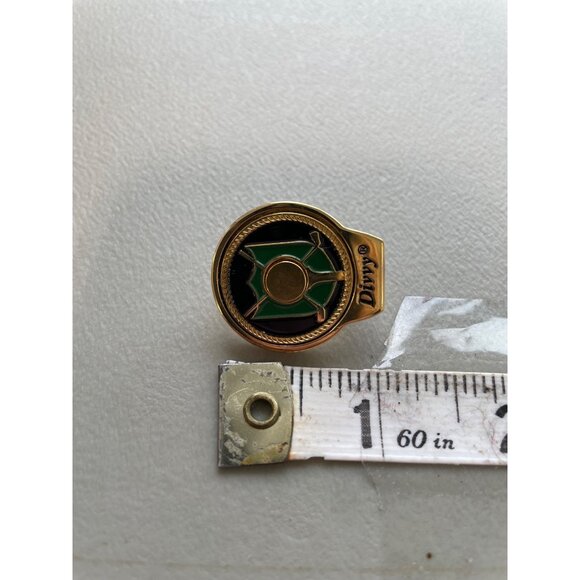 Divvy Golf Ball Marker Clip Green & Black Enamel Gold Finish Lightweight Metal - Picture 3 of 3